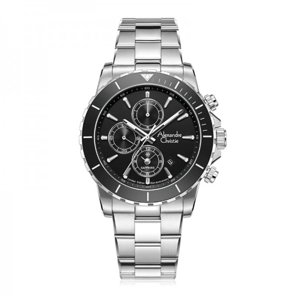 Alexandre Christie AC 6141 Silver Black Man Limited Edition 25th Anniversary XXMSSBBA